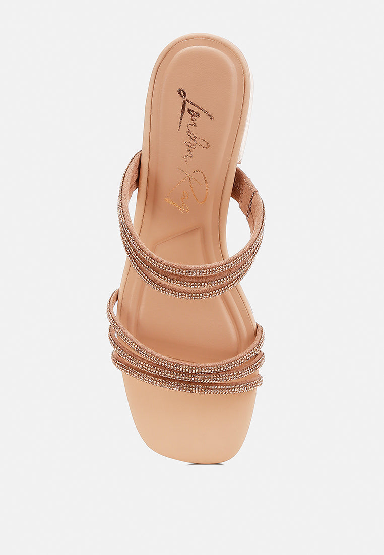 rhinestones embellished slip-on sandals by ruw#color_nude