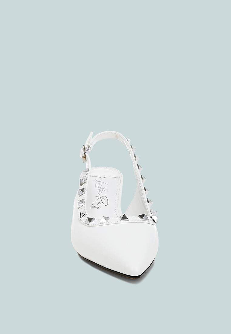 stud embellished slingback sandals by ruw#color_white