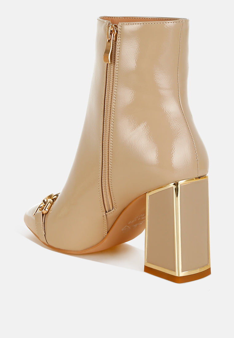 metallic chain detail boots by ruw#color_beige