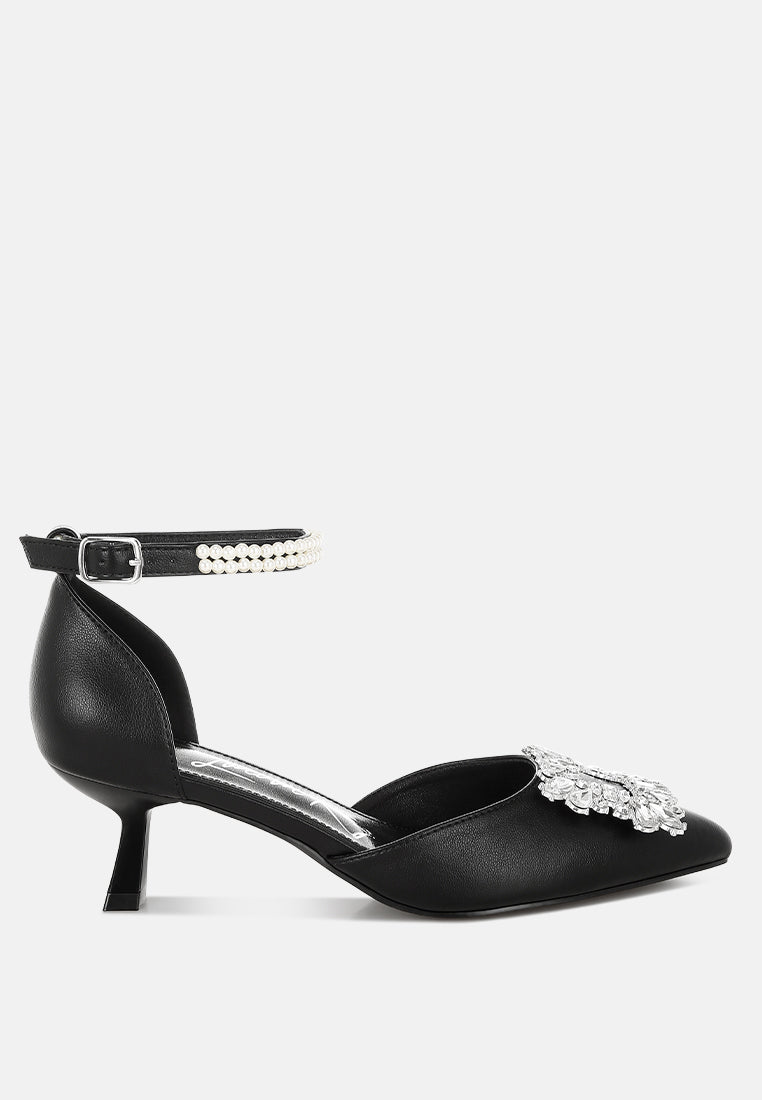 onkana diamante brooch kitten heel sandals#color_black