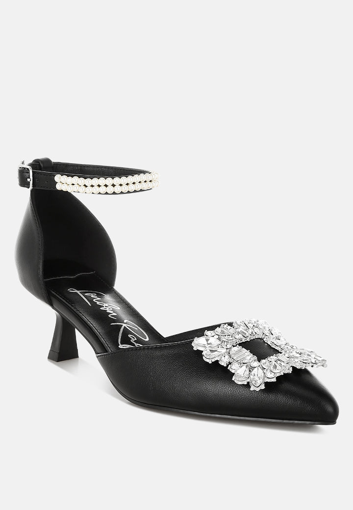onkana diamante brooch kitten heel sandals#color_black