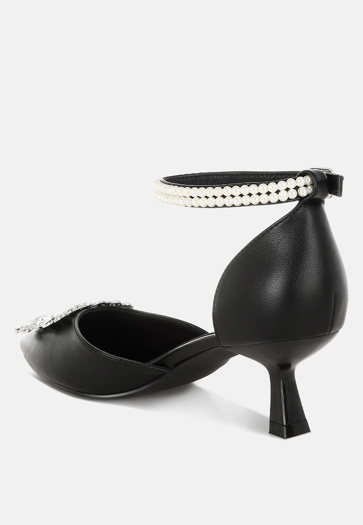 onkana diamante brooch kitten heel sandals#color_black