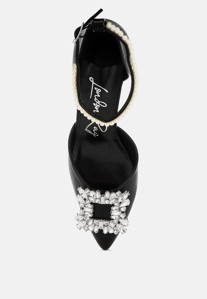 onkana diamante brooch kitten heel sandals#color_black