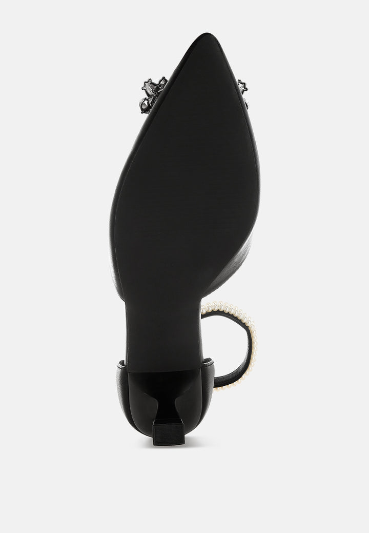 onkana diamante brooch kitten heel sandals#color_black