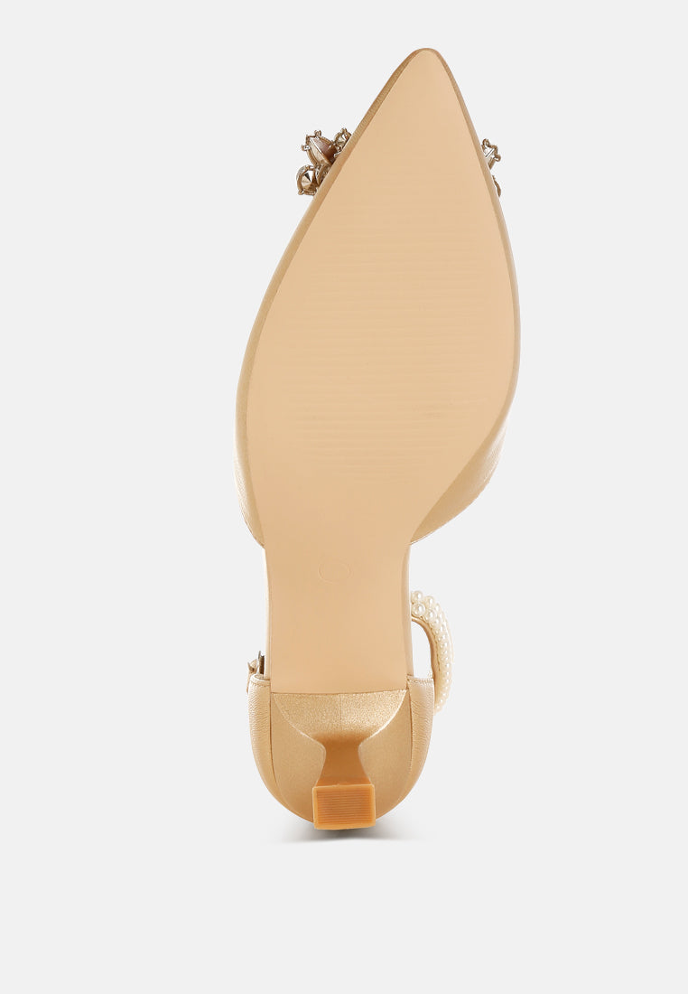 onkana diamante brooch kitten heel sandals#color_gold