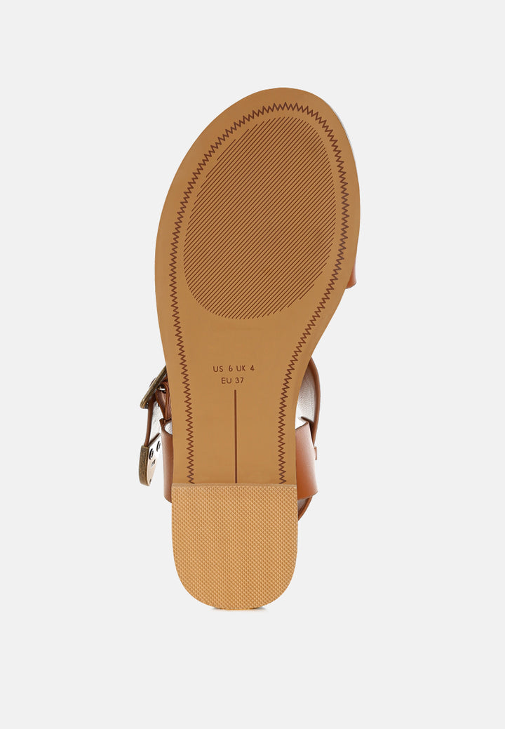 gladiator flat sandals by ruw#color_tan