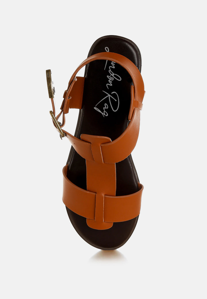 gladiator flat sandals by ruw#color_tan