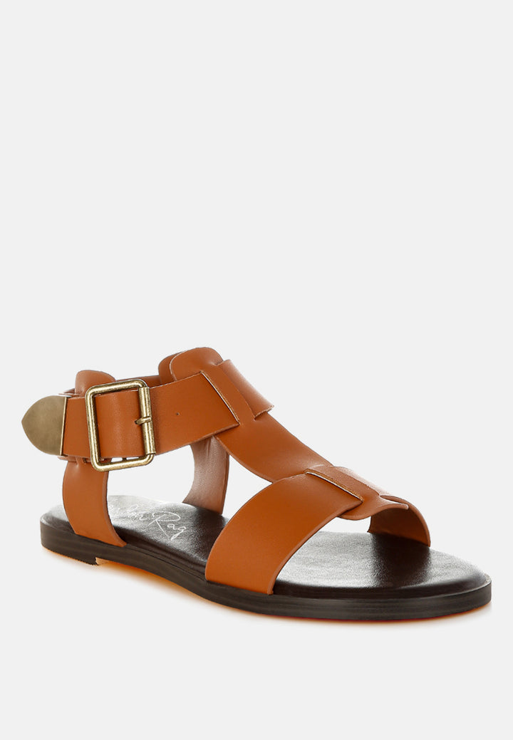 gladiator flat sandals by ruw#color_tan