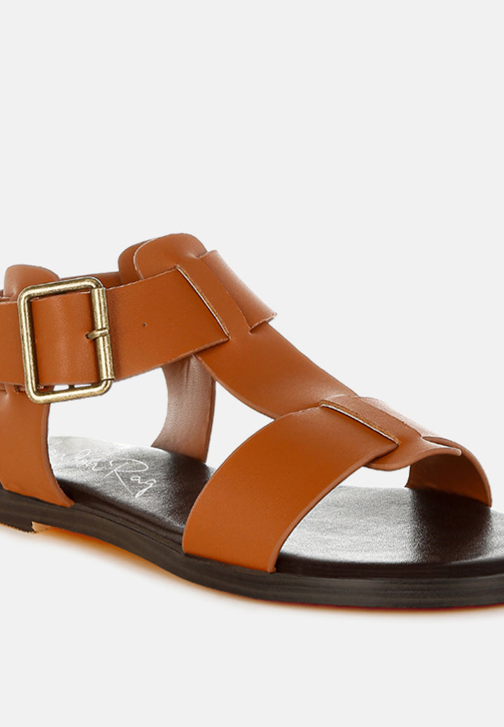 gladiator flat sandals by ruw#color_tan