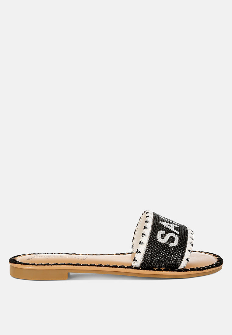 getaway beaded saint tropez flat slip ons#color_black