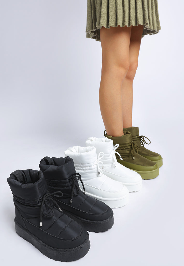 pacos high ankle chunky snow boots#color_khaki-green