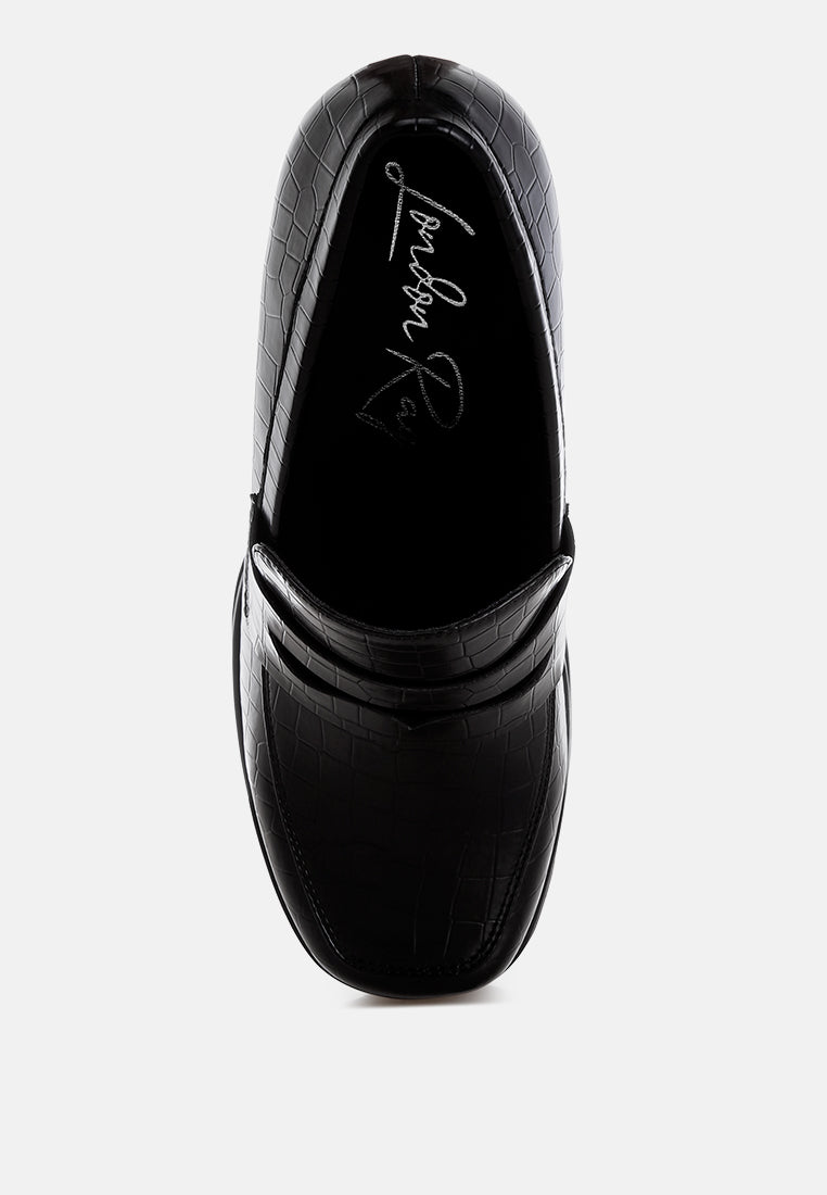 edwina chunky penny strap heeled loafers#color_black