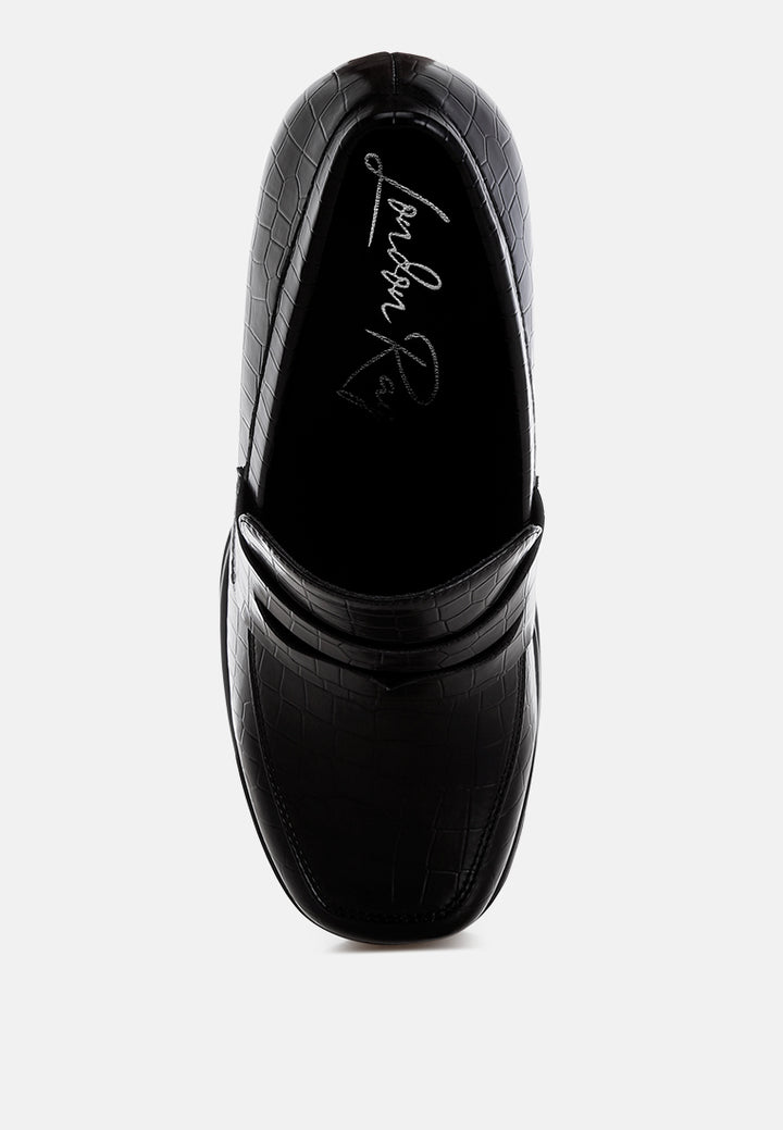edwina chunky penny strap heeled loafers#color_black