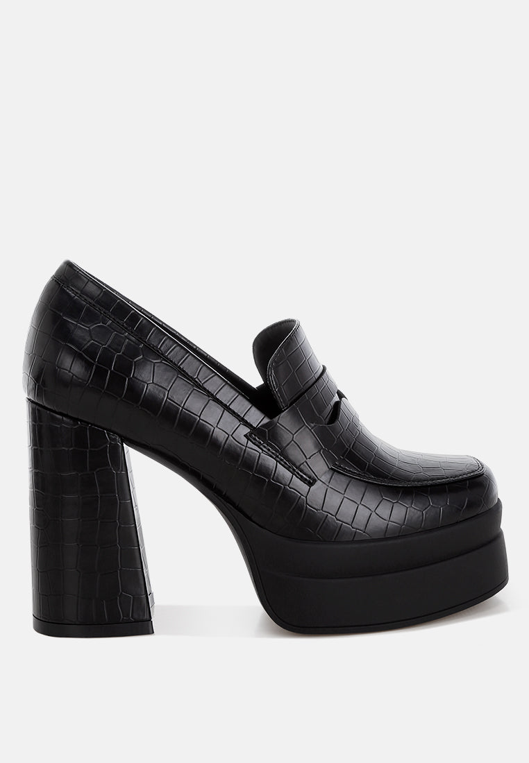 edwina chunky penny strap heeled loafers#color_black