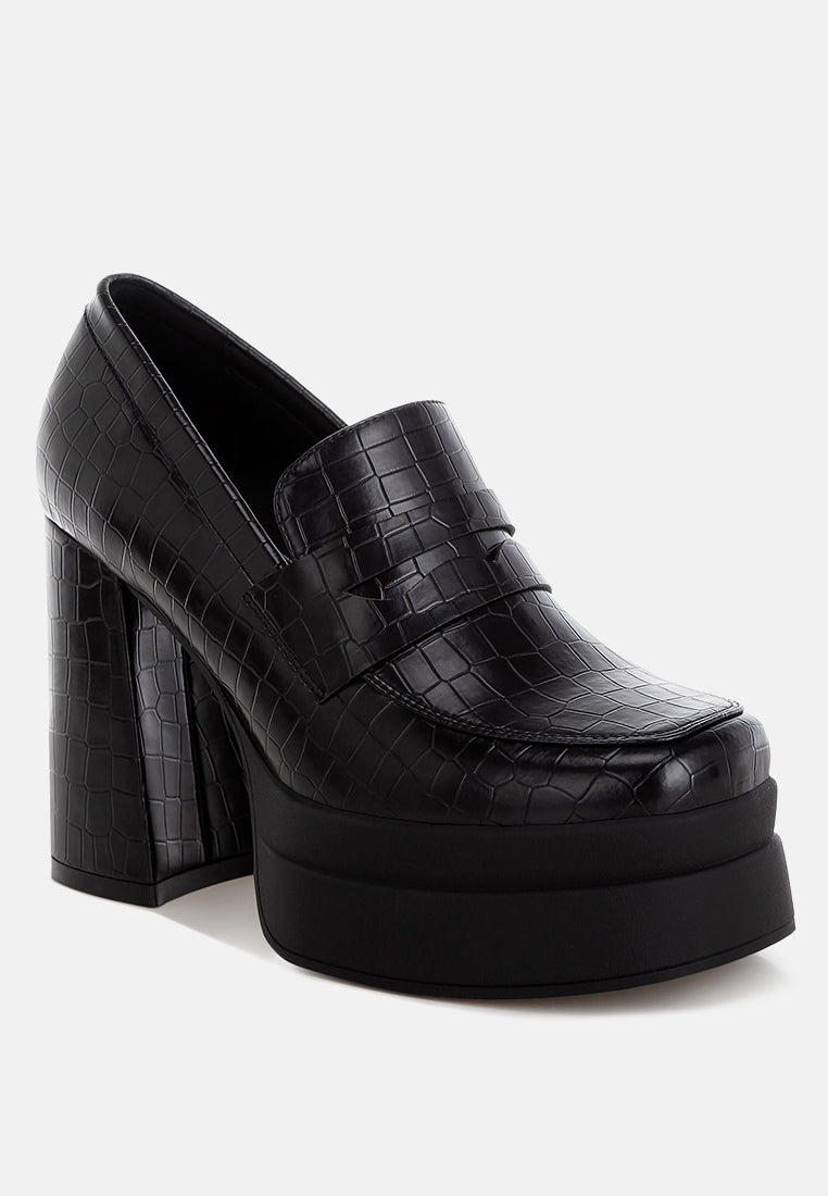 edwina chunky penny strap heeled loafers#color_black