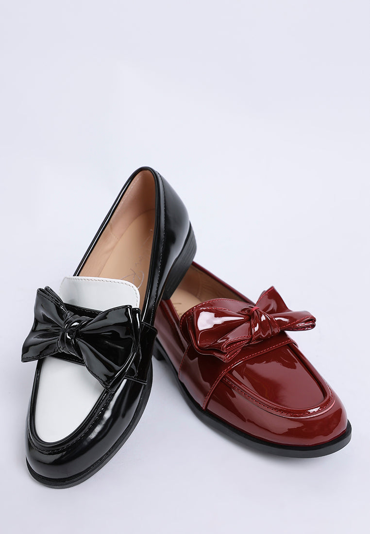 araminta classic chunky bow loafers#color_burgundy