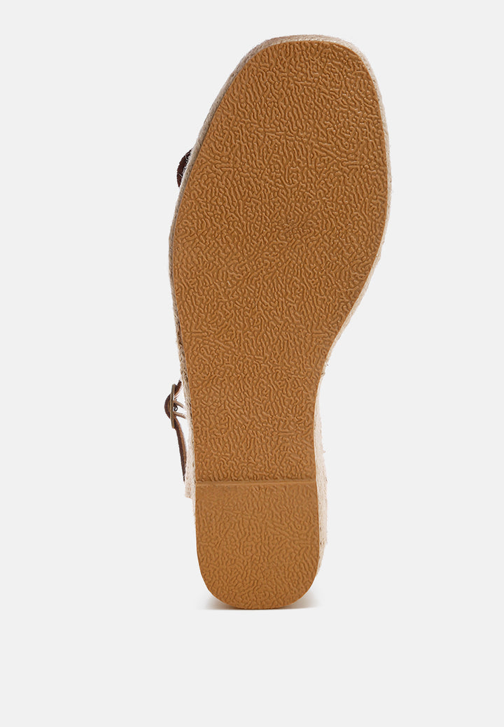 amilta buckle detail espadrille wedges#color_brown