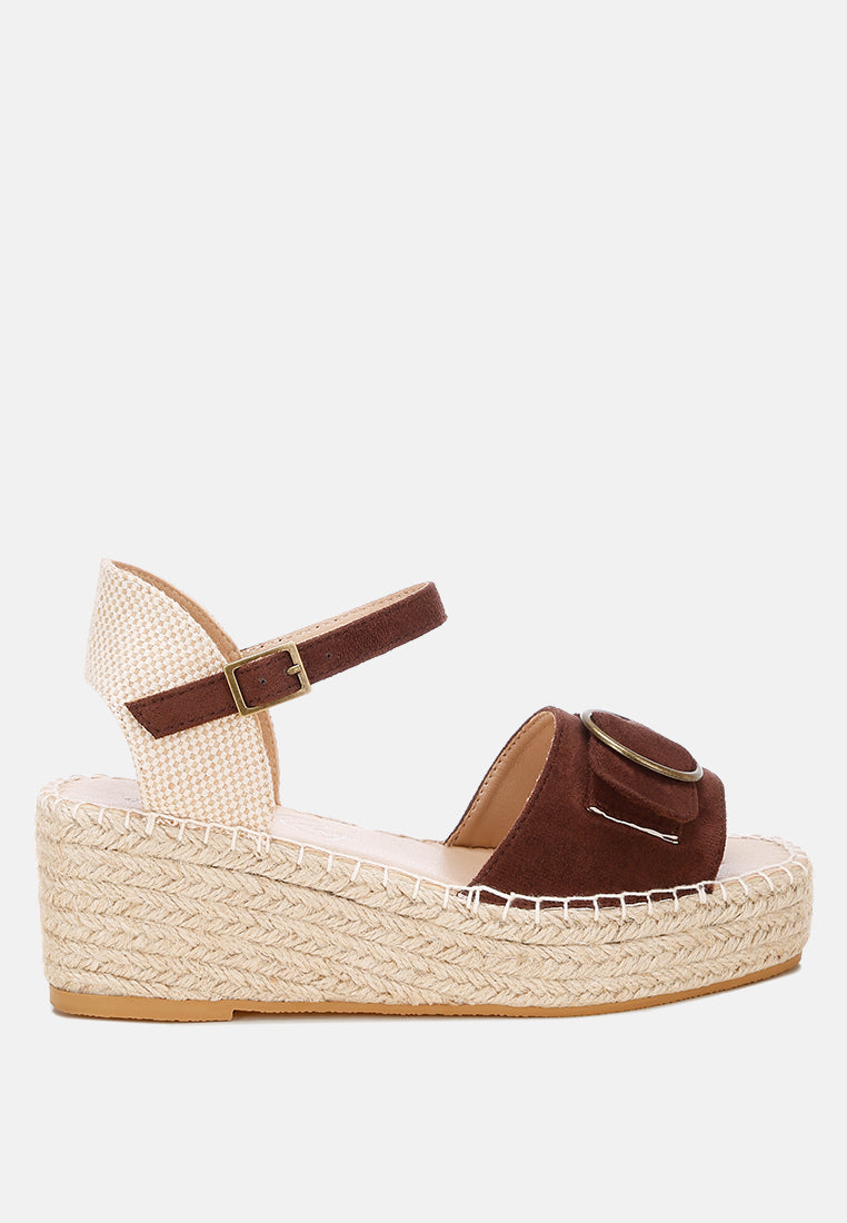 amilta buckle detail espadrille wedges#color_brown