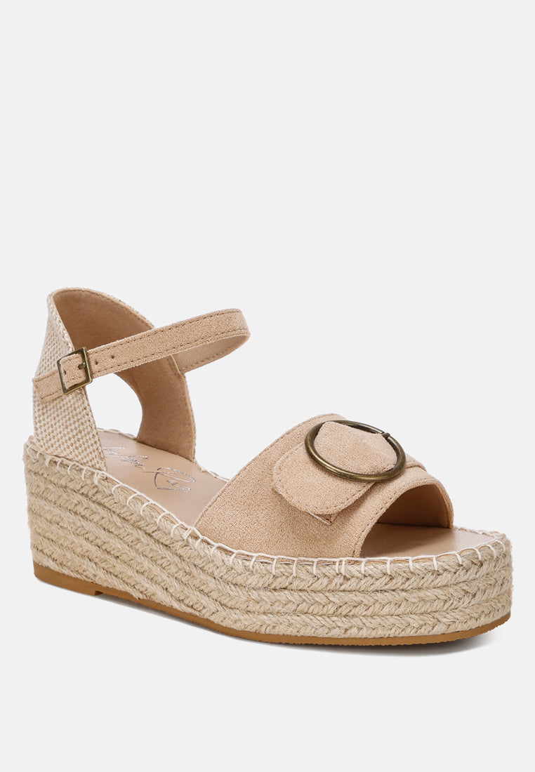 amilta buckle detail espadrille wedges#color_beige
