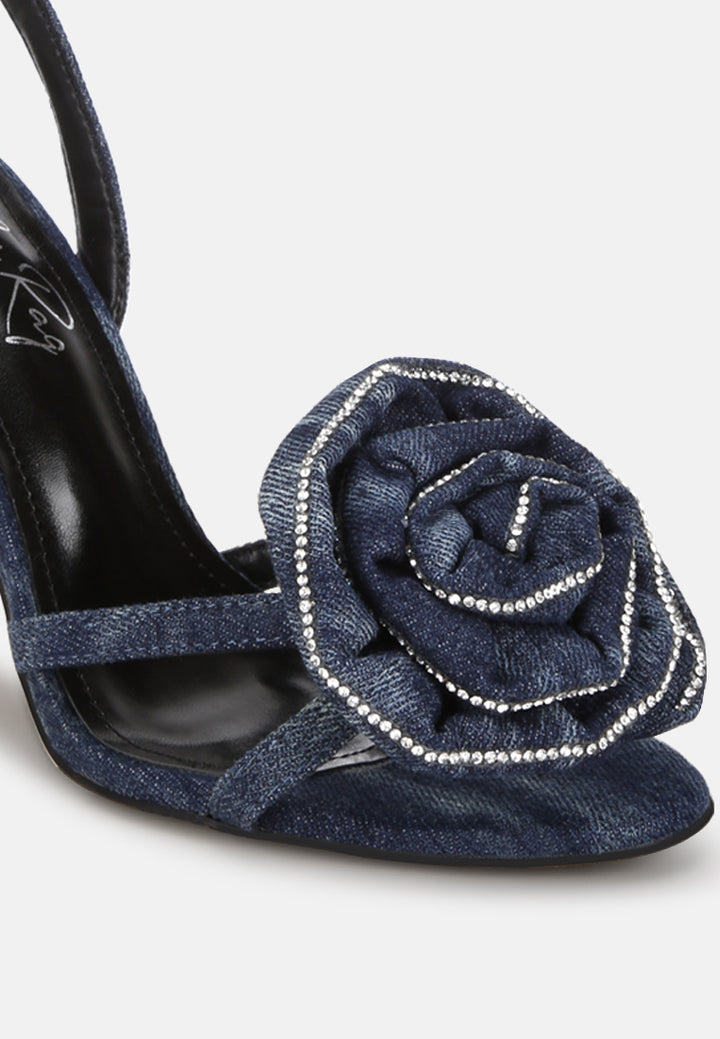 Candela Floral Rhinestone Accent Heel Sandals#color_denim