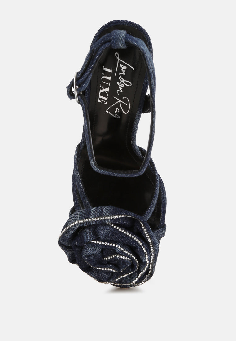Candela Floral Rhinestone Accent Heel Sandals#color_denim
