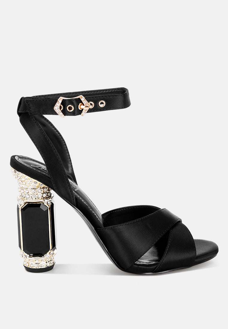 crystal & diamante pin buckle fantasy heels#color_black
