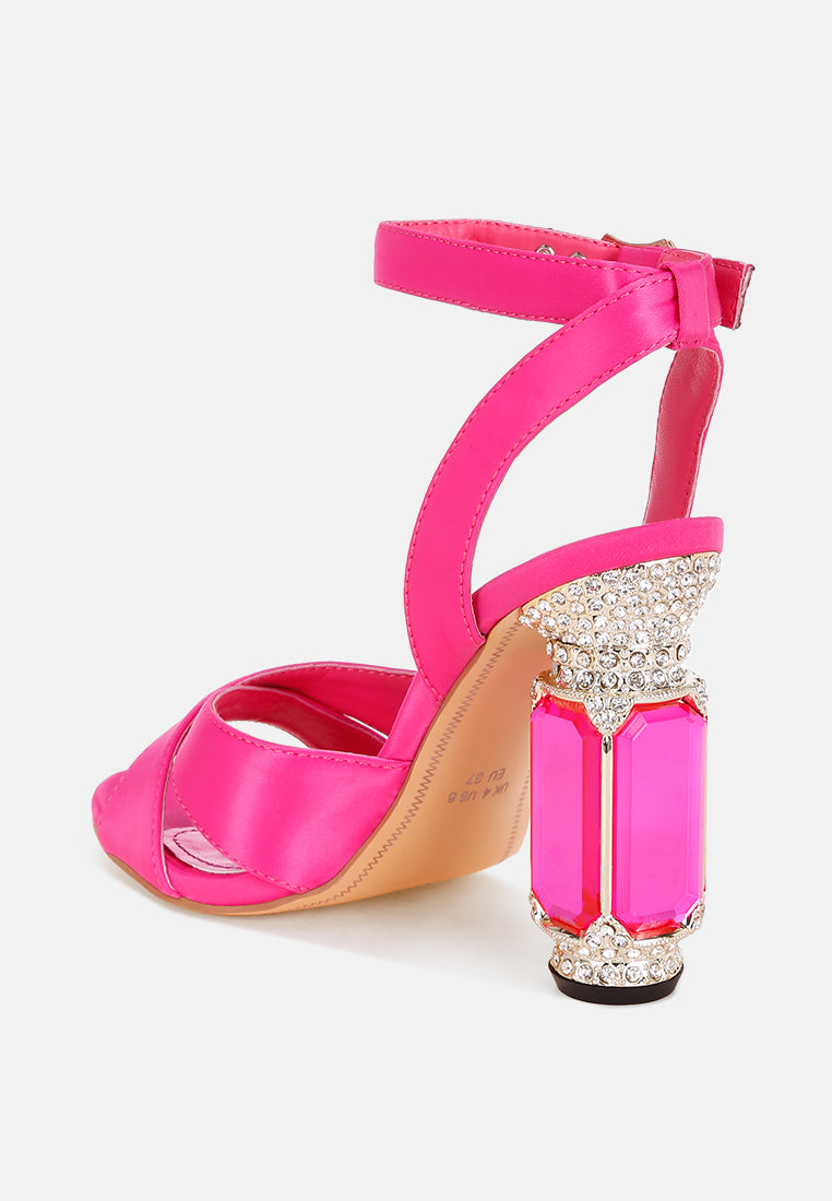 crystal & diamante pin buckle fantasy heels#color_fuchsia
