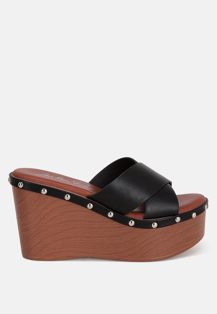 Ciriya Criss Cross Straps Wedge Heels#color_black-smooth