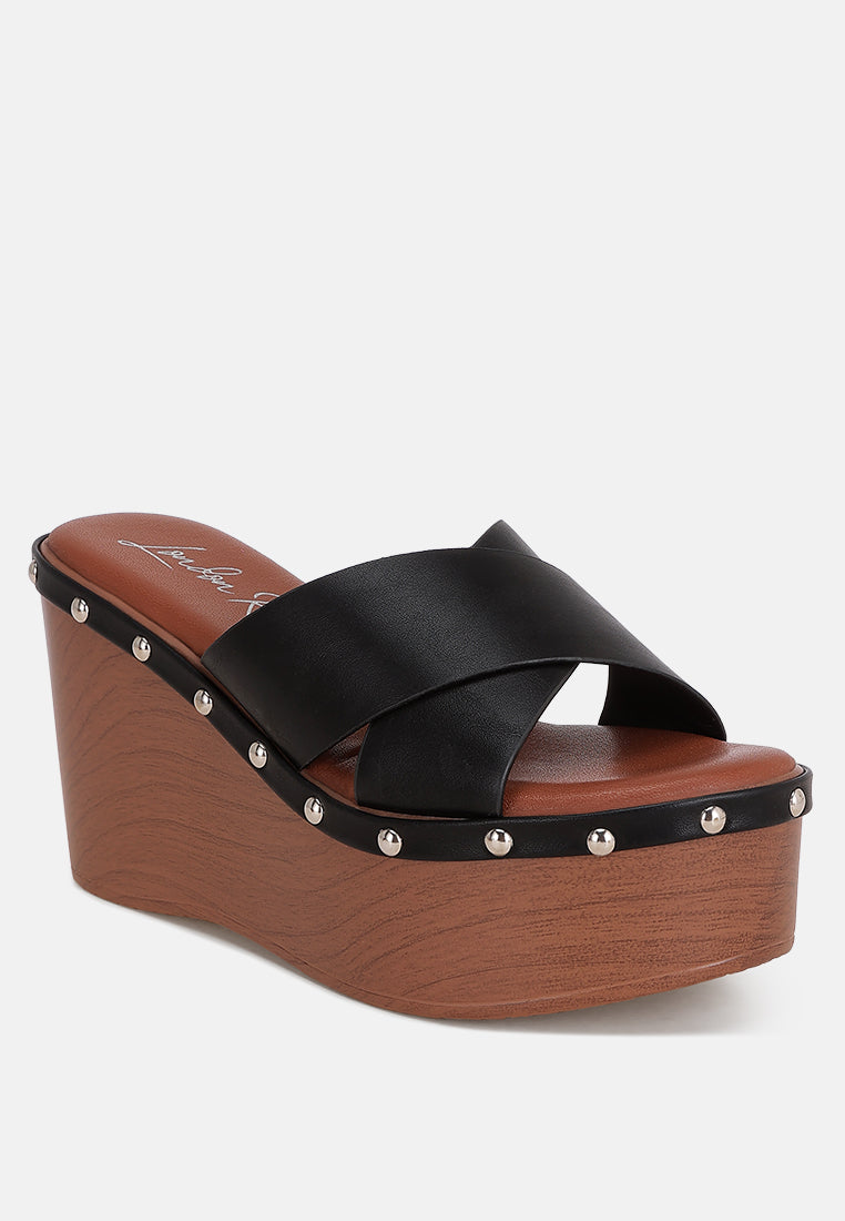 Ciriya Criss Cross Straps Wedge Heels#color_black-smooth