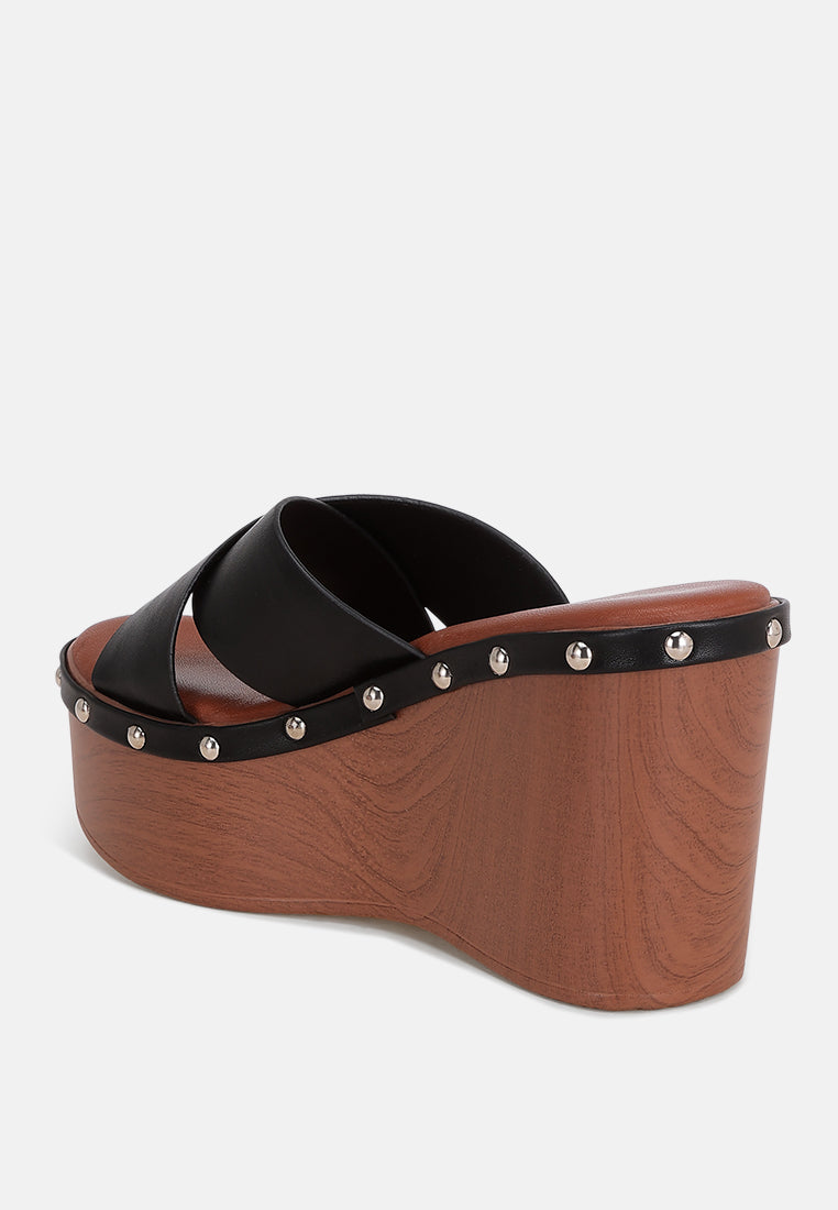 Ciriya Criss Cross Straps Wedge Heels#color_black-smooth
