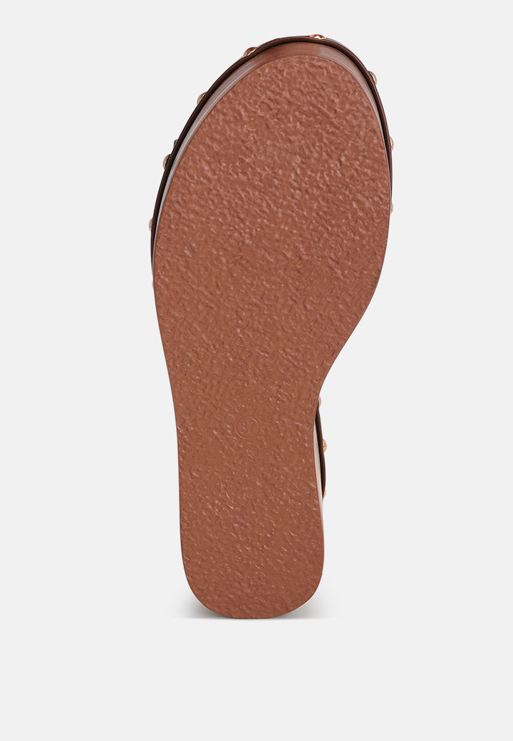 Ciriya Criss Cross Straps Wedge Heels#color_tan-smooth