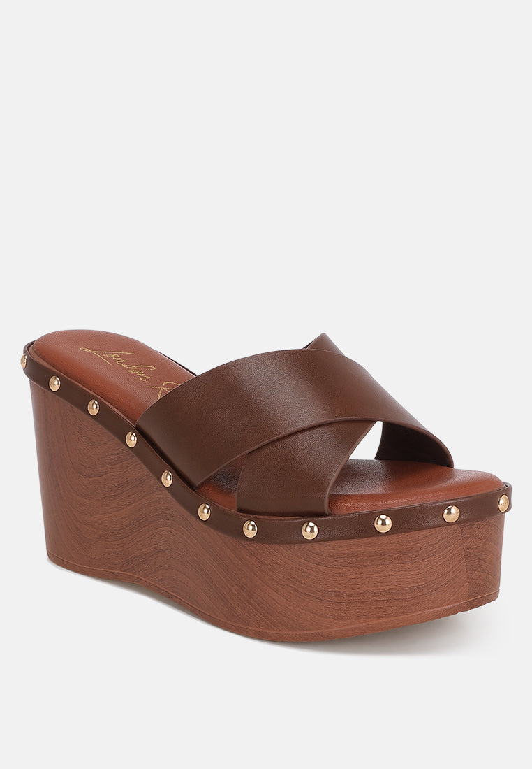 Ciriya Criss Cross Straps Wedge Heels#color_tan-smooth
