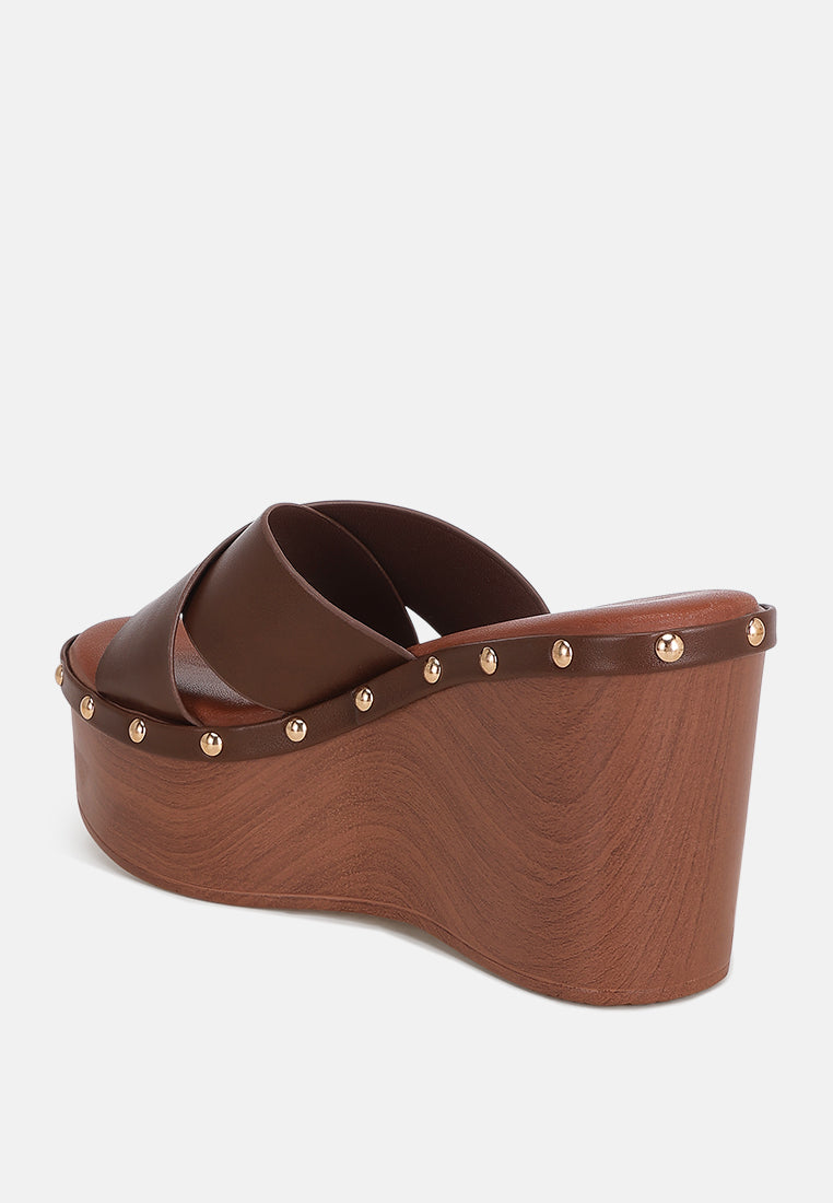 Ciriya Criss Cross Straps Wedge Heels#color_tan-smooth