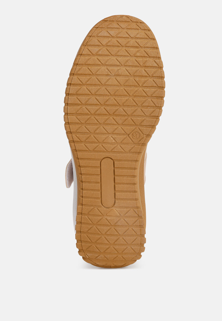 Kairus Adjustable Strap Closure Sneakers#color_beige-smooth