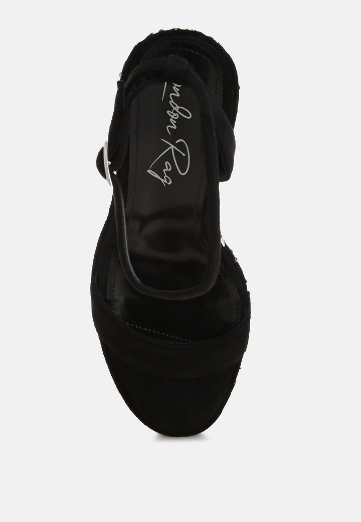 mosaic embellished wedge party sandals by ruw#color_black