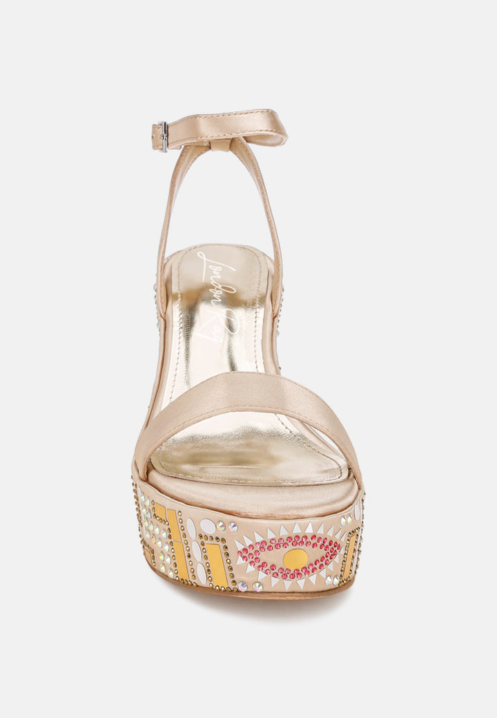 mosaic embellished wedge party sandals by ruw#color_gold