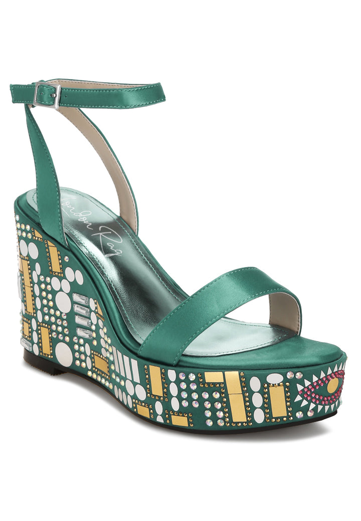 mosaic embellished wedge party sandals by ruw#color_green