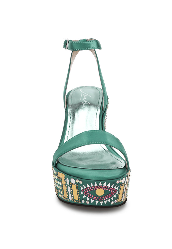 mosaic embellished wedge party sandals by ruw#color_green