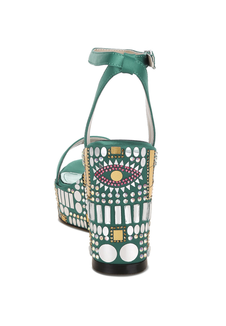 mosaic embellished wedge party sandals by ruw#color_green