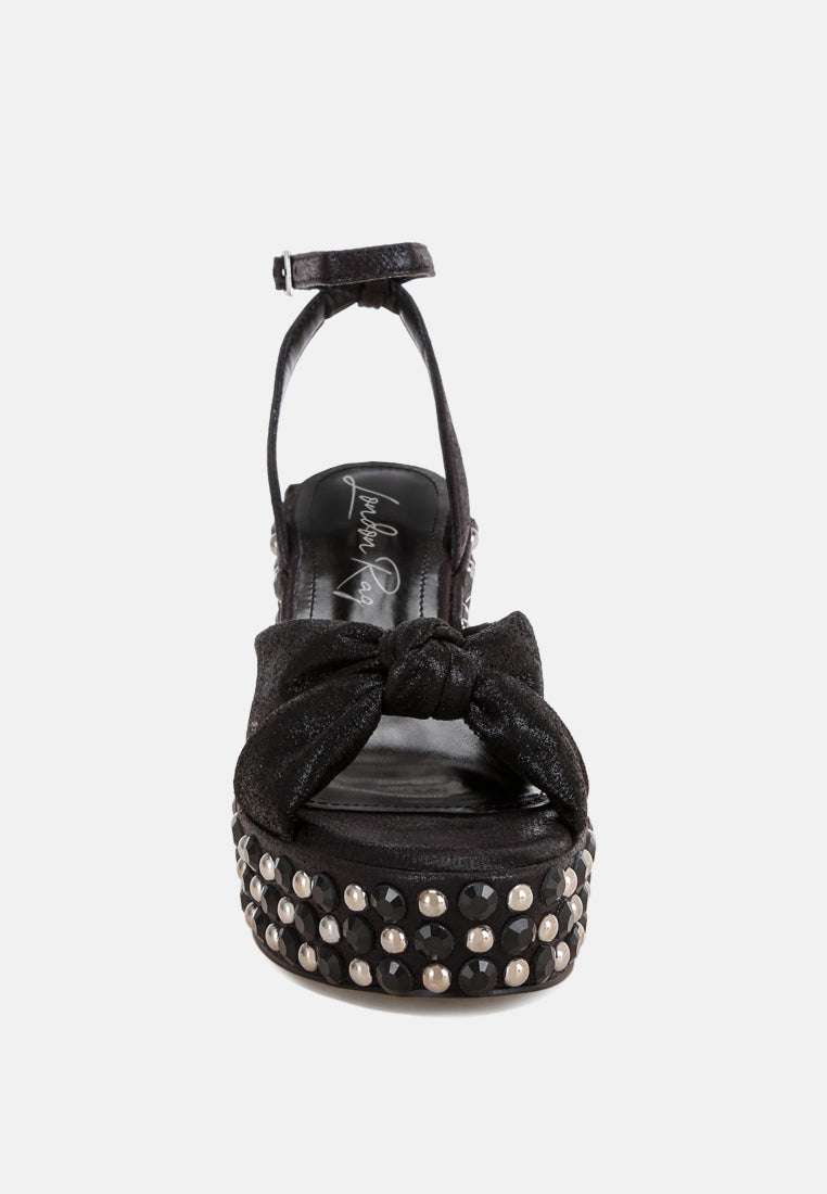 embellished wedge heel sandals by ruw#color_black-satin