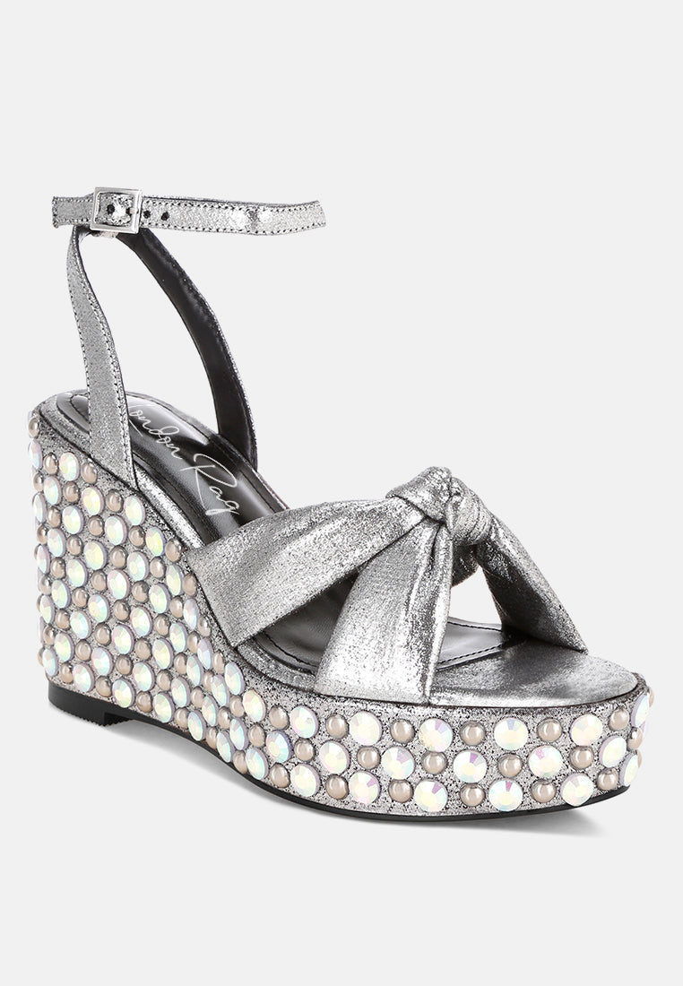 embellished wedge heel sandals by ruw#color_silver-satin