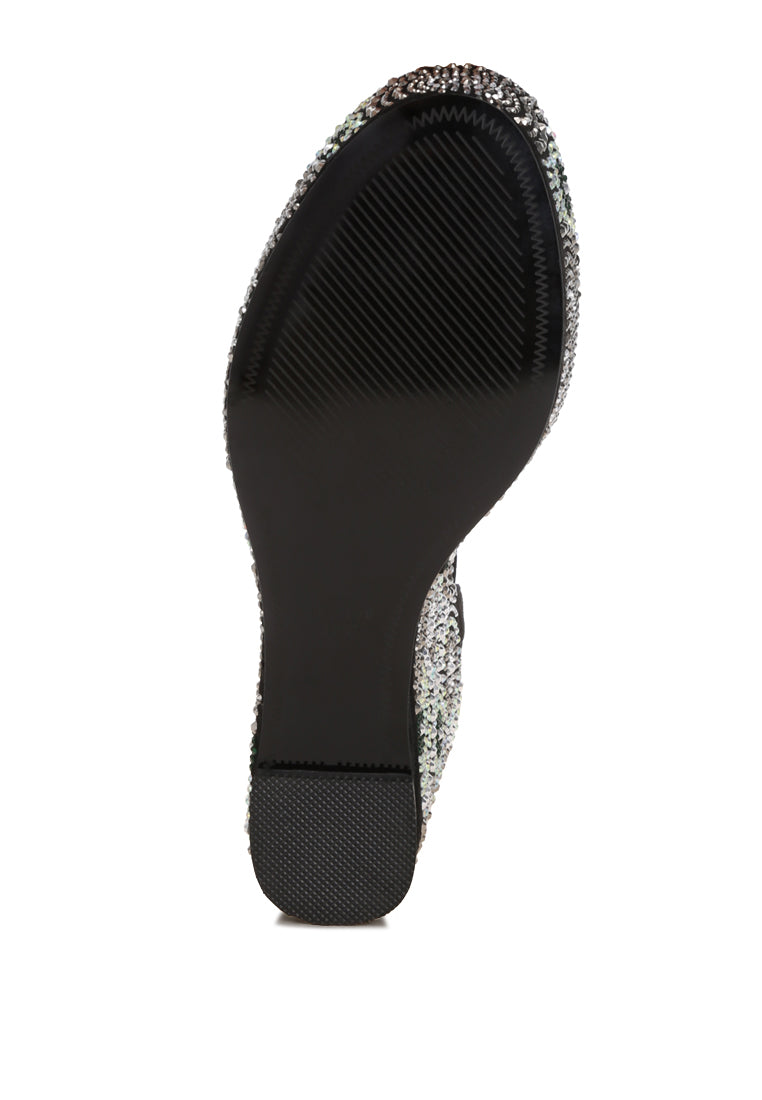 geometric pattern embellised wedge heels by ruw#color_black