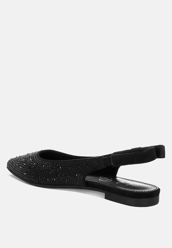 Firdisi Rhinestones Detail Flat Sandals#color_black