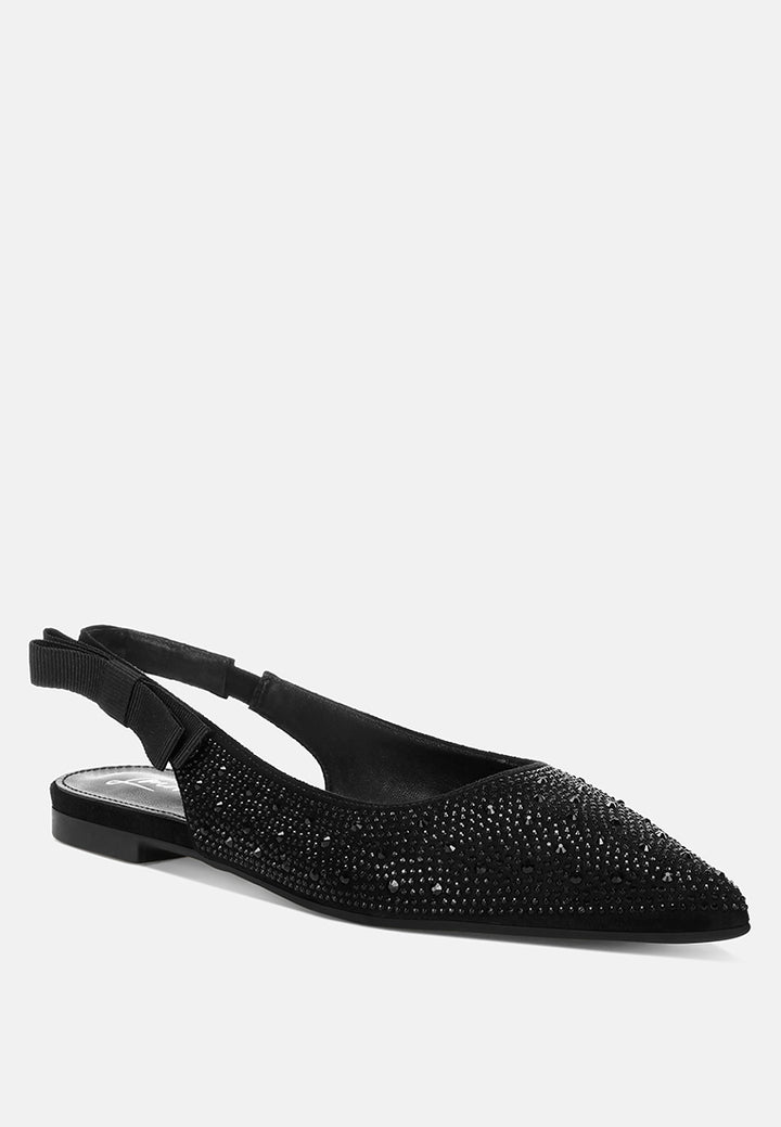 Firdisi Rhinestones Detail Flat Sandals#color_black