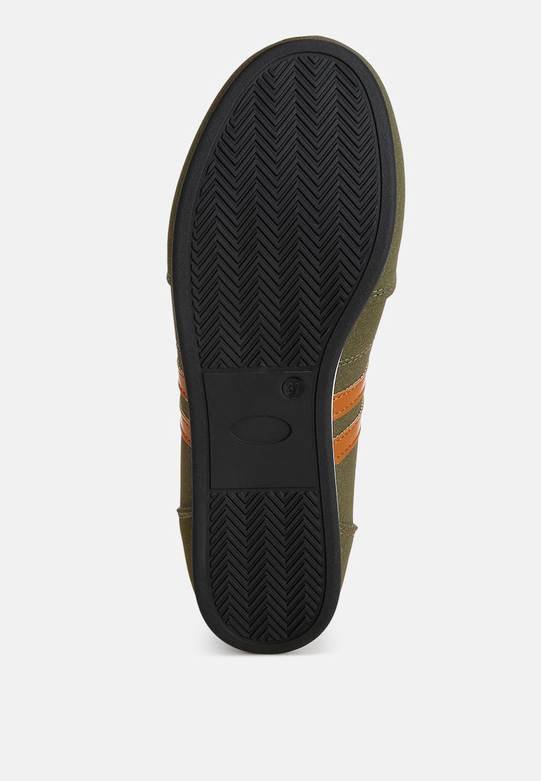 Sorin Elasticated Midfoot Strap Sneakers#color_olive-green-smooth