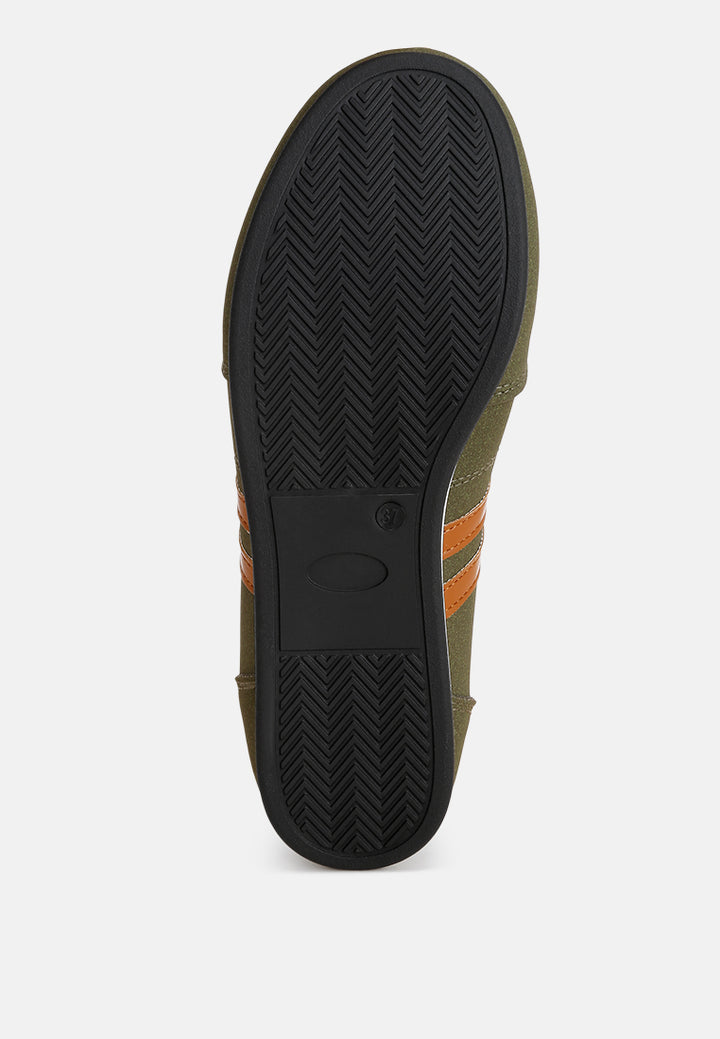 Sorin Elasticated Midfoot Strap Sneakers#color_olive-green-smooth
