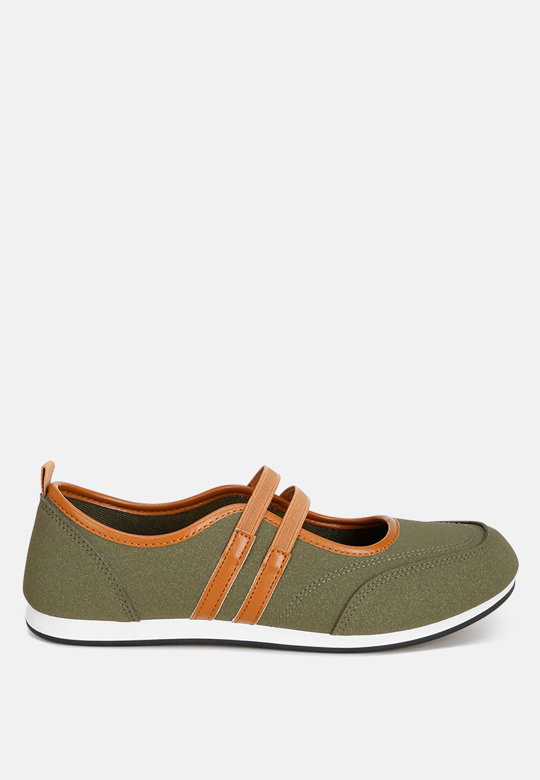 Sorin Elasticated Midfoot Strap Sneakers#color_olive-green-smooth