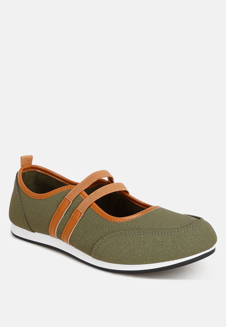 Sorin Elasticated Midfoot Strap Sneakers#color_olive-green-smooth