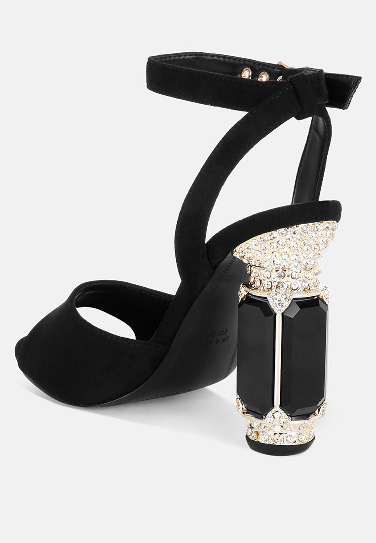 jewel heel sandals#color_black
