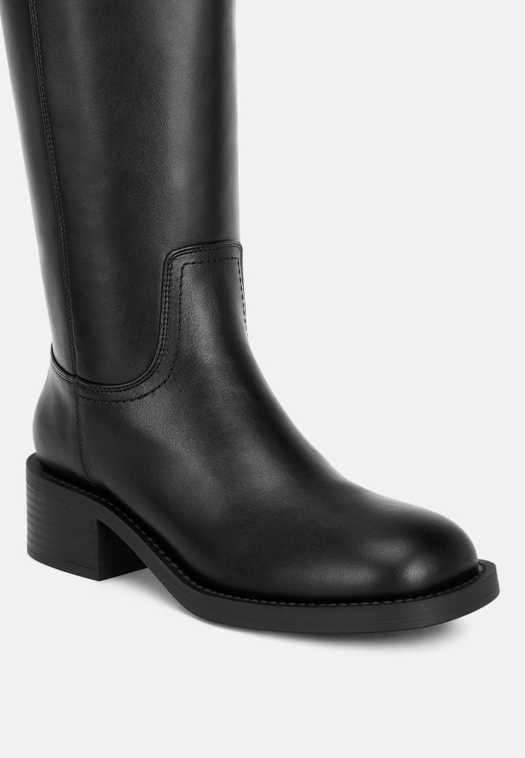 Pinasa Classic Square Toe Calf Boots#color_black-smooth